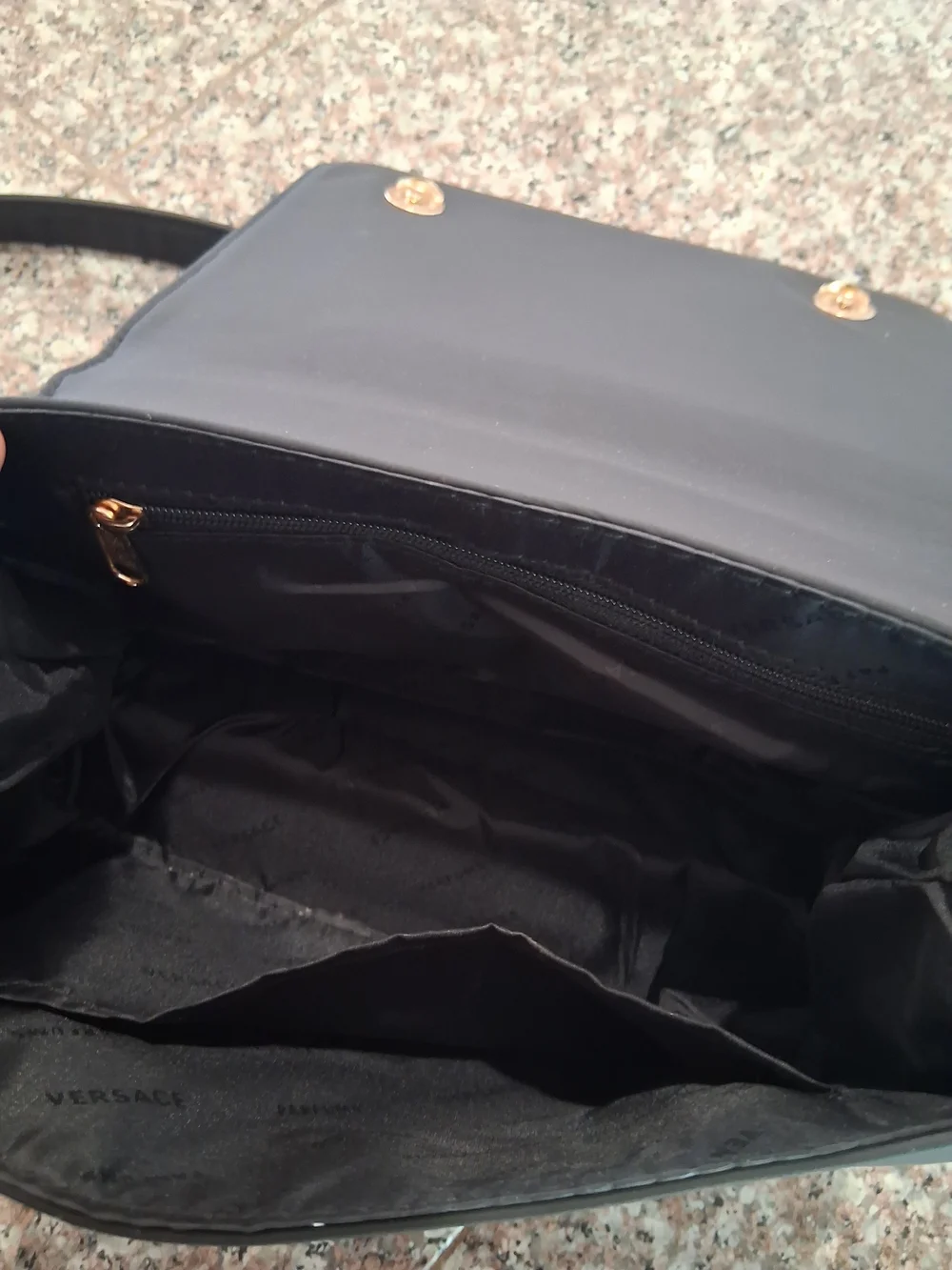 Versace Perfums GWP Black Cross Bag with Gold Logo.New